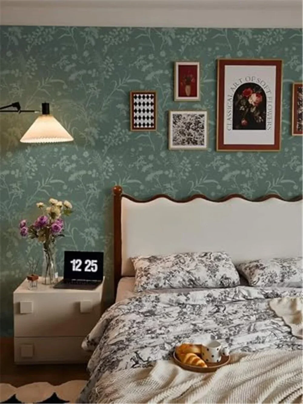 Sage Green Floral Peel and Stick Wallpaper Removable Self Adhesive Contact Paper